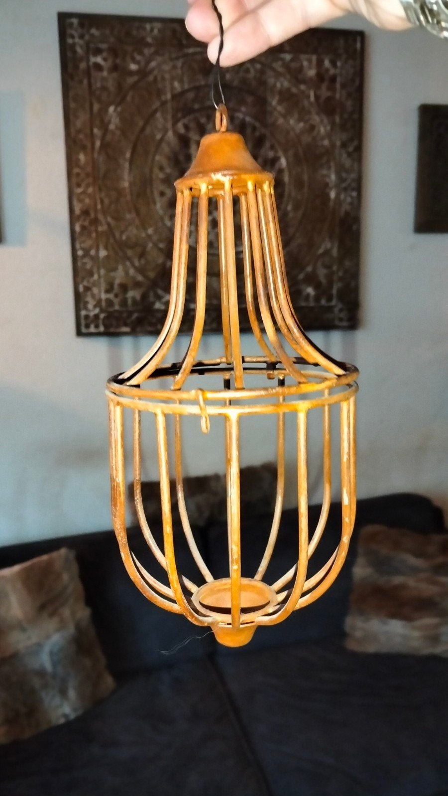 Leuk brocante hanger druppel metaal geroest, Ophalen of Verzenden