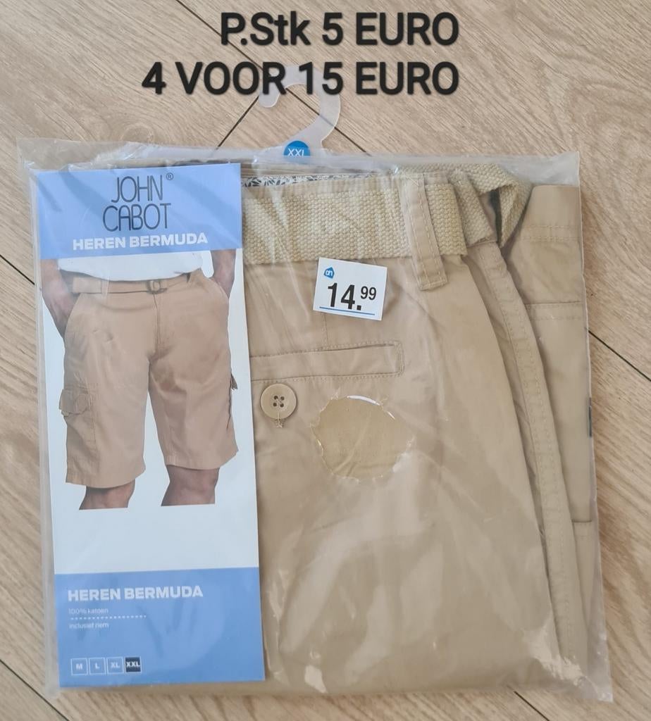 John Cabot Heren Bermuda Shorts - Nieuw in verpakking, Kleding | Heren, Broeken en Pantalons, Ophalen, Beige, Nieuw, Overige maten