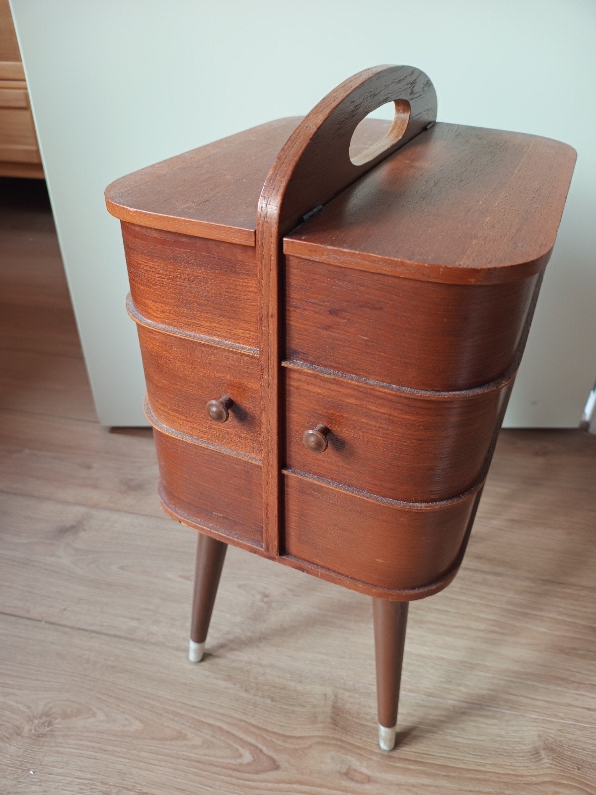 Vintage Naaikistje Naaikastje Sewing Box Retro Jaren 50 60, Ophalen, Hout, Minder dan 45 cm