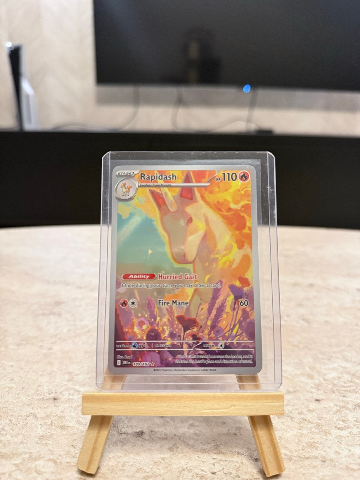 Rapidash 189/182 Pokemon kaart, Ophalen of Verzenden, Zo goed als nieuw, Losse kaart, Foil