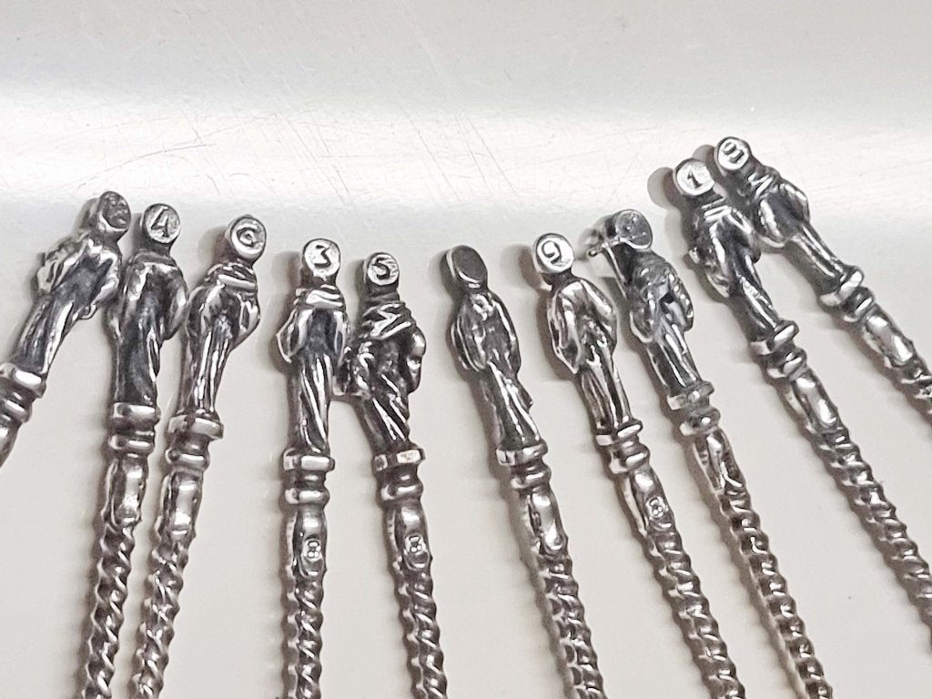 10 x zwaar verzilverde genummerde apostel lepeltjes, Antiek en Kunst, Ophalen of Verzenden