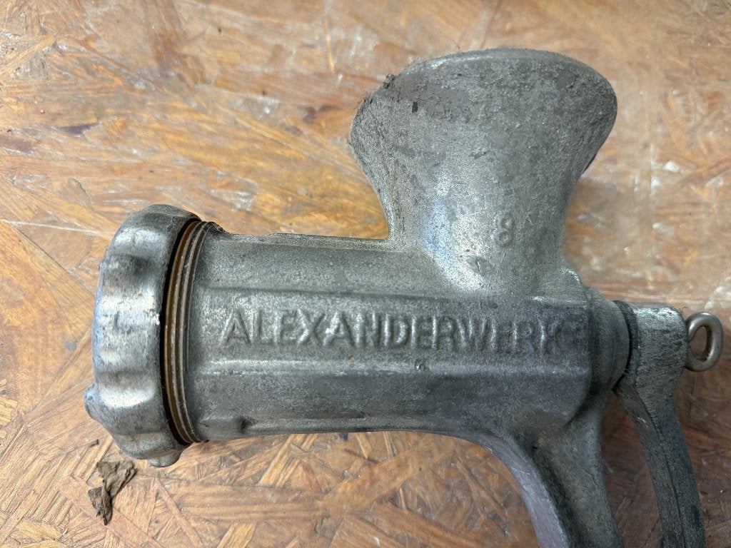 Vintage handmatige vleesmolen, Alexanderwerk, Ophalen