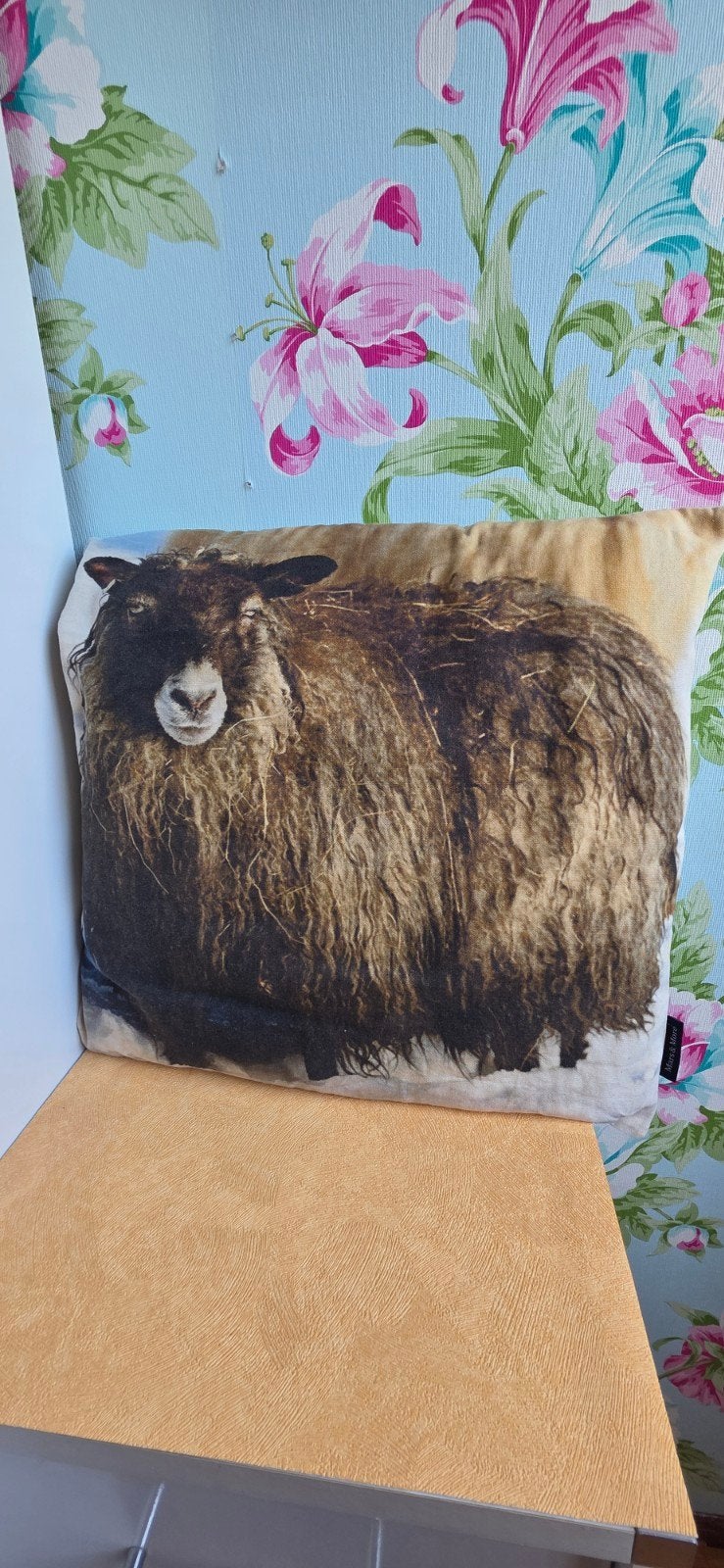 Sierkussen Mars & More met schaap print 50x50 cm, Ophalen of Verzenden, Gebruikt, Bruin, Vierkant