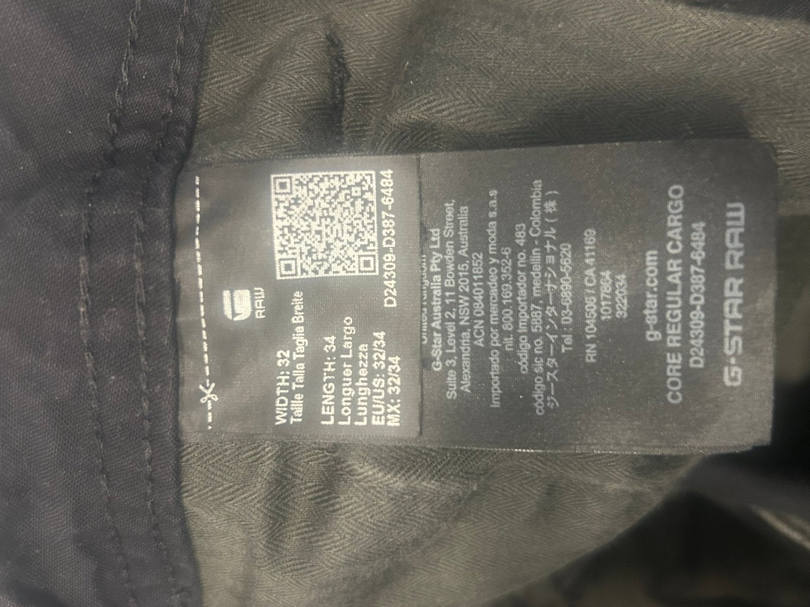G-Star RAW Core Regular Cargo Broek W32 L34, Ophalen of Verzenden, Gedragen, Zwart, W32 (confectie 46) of kleiner