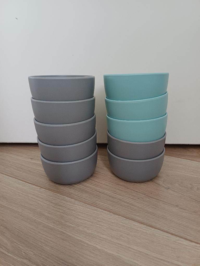 Royal VKB schaaltjes, diameter 10cm, grijs en mint, 10x, Overige materialen, Ophalen of Verzenden, Effen, Schaal of Schalen