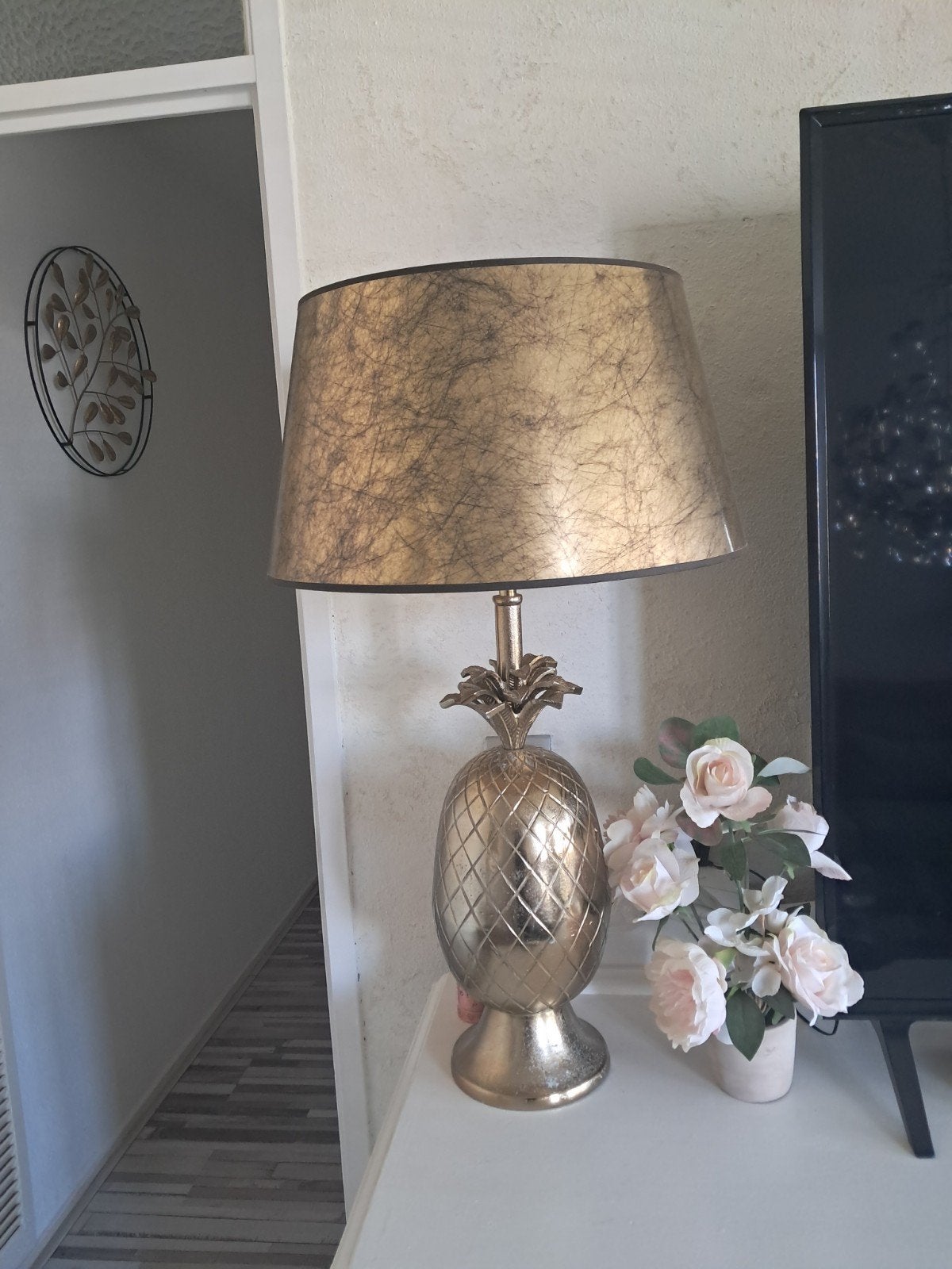 grote vintage ananas tafellamp, Ophalen of Verzenden, Goud, Tafellamp