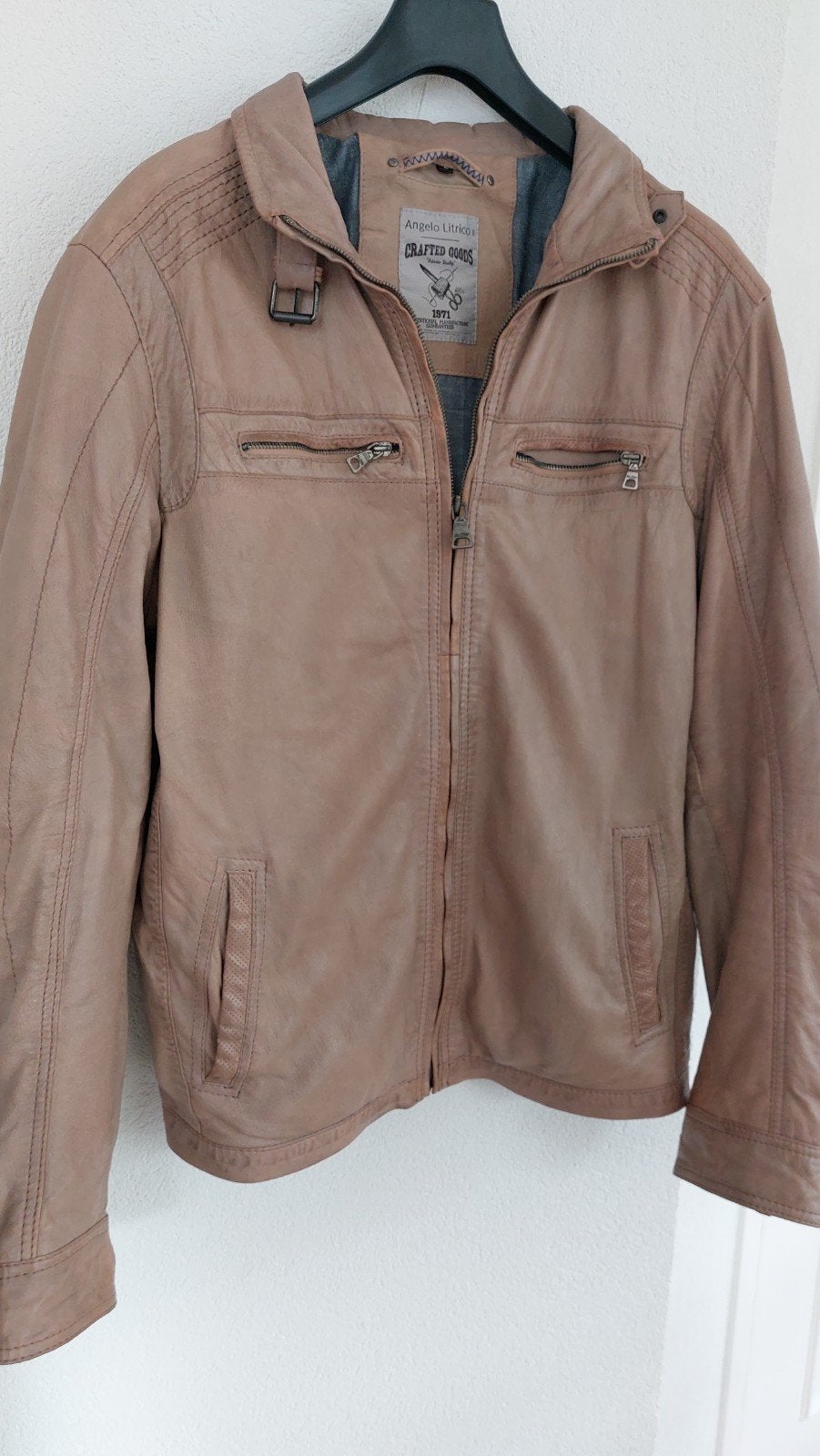 Stijlvolle Angelo Litrico Leren Herenjas - Maat L, Ophalen, Maat 52/54 (L), Angelo Litrico, Beige