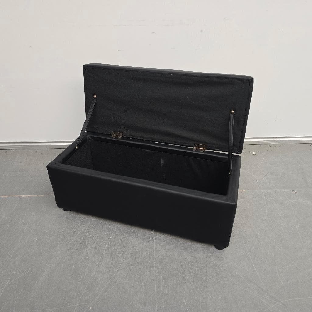 Opberghocker halbankje kunstleer + kruk zwart, Huis en Inrichting, Ophalen, Minder dan 50 cm, Gebruikt, 125 cm of meer