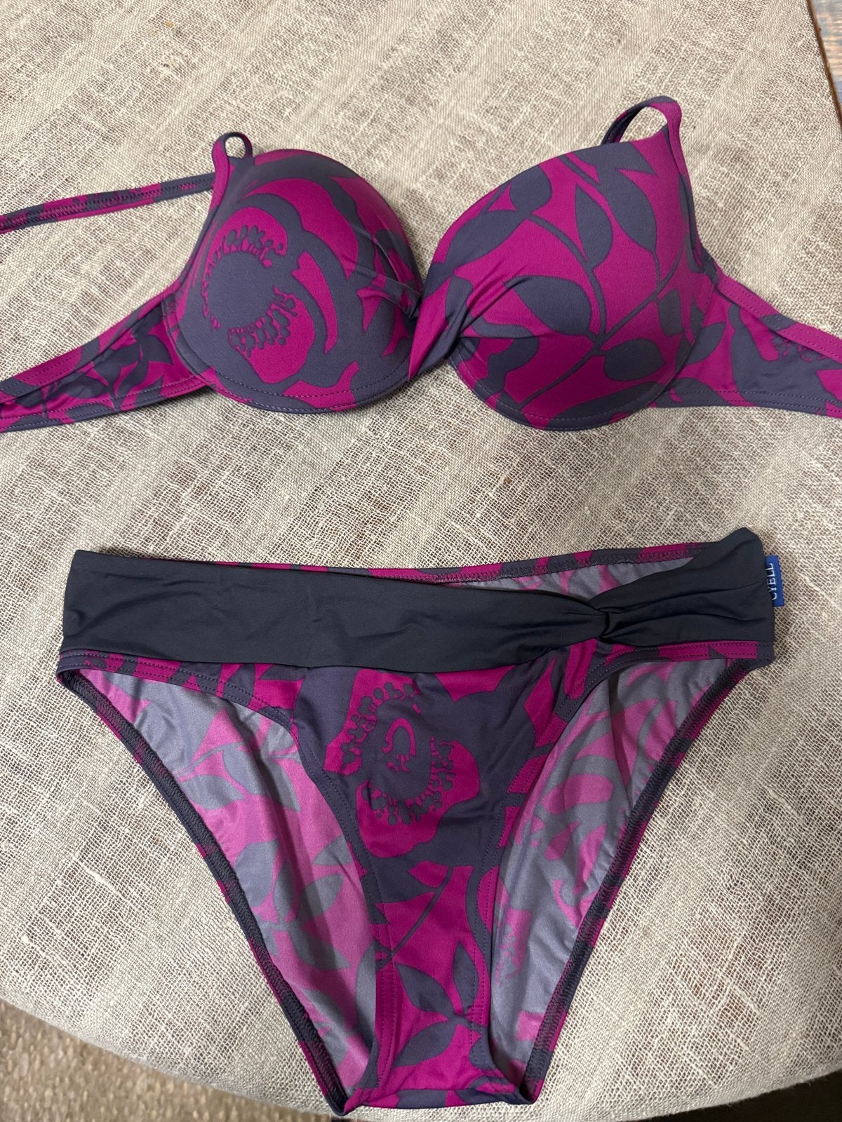 Cyell Bikini Set - Paars/Grijs Bloemenprint - Maat 38D/38, Ophalen of Verzenden, Zo goed als nieuw, Paars, Bikini