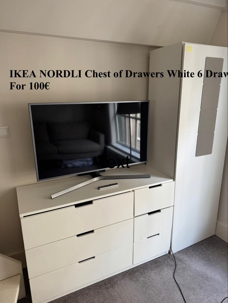 IKEA NORDLI Ladekast Wit 6 Laden (120x76 cm), Gebruikt, 100 tot 150 cm, 5 laden of meer, Ophalen of Verzenden