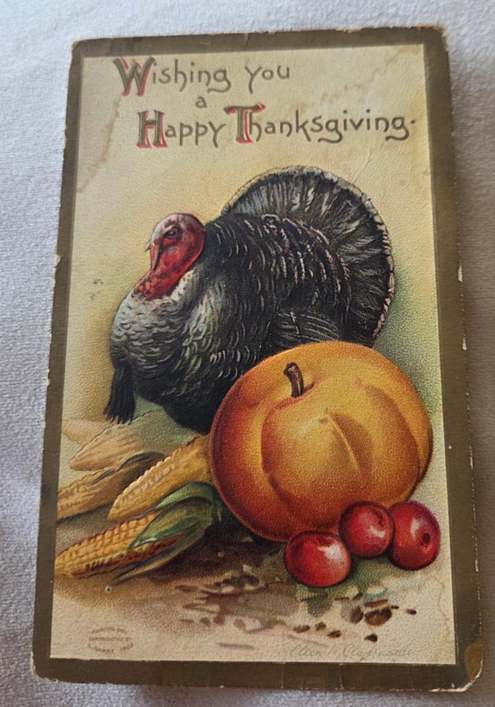 Thanksgiving-ansichtkaart uit 1909 - Ellen Clapsaddle, Verzenden, Voor 1920, Gelopen, Feest(dag)