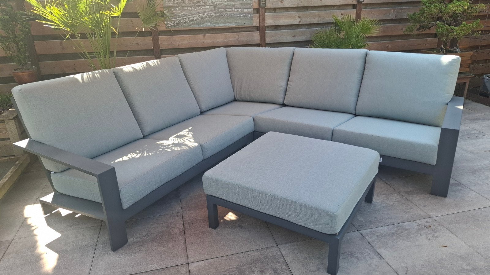 Schitterende nieuwe luxe aluminium loungeset met hocker, Ophalen, Bank, 6 zitplaatsen, Loungeset