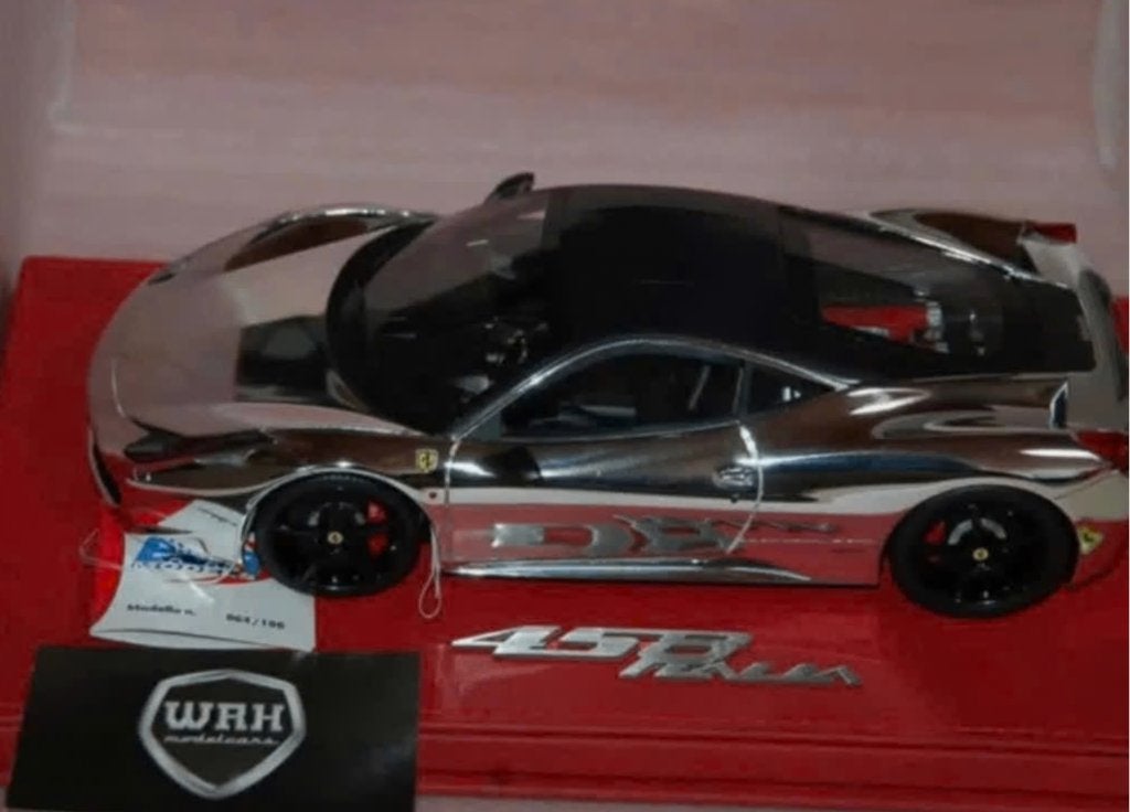 1:18 FERRARI 458 ITALIA chrome LIMITED 100 BBR zie info WRH, Verzenden, Zo goed als nieuw, Auto, Overige merken