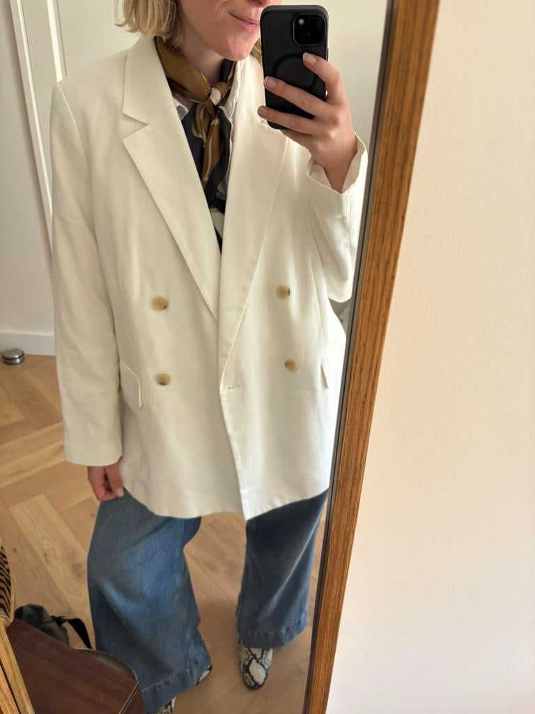 H&M Blazer Maat L, Wit, Maat 42/44 (L), Ophalen of Verzenden, Zo goed als nieuw
