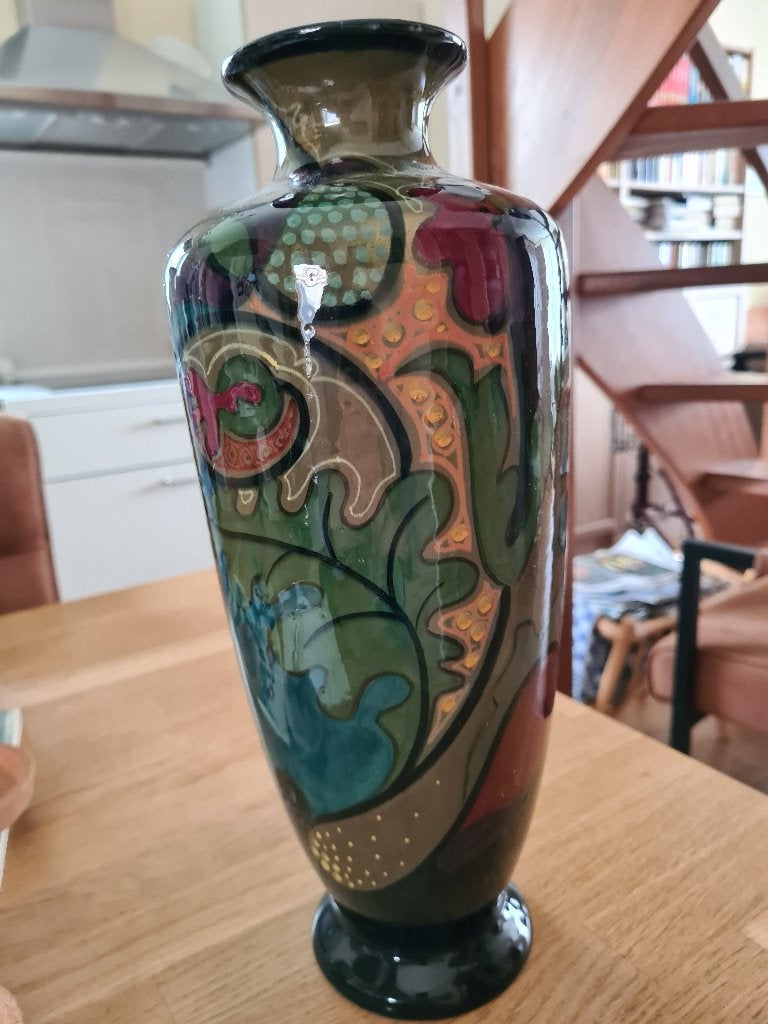 Gouds plateel vaas 36 cm hoog, Ophalen of Verzenden
