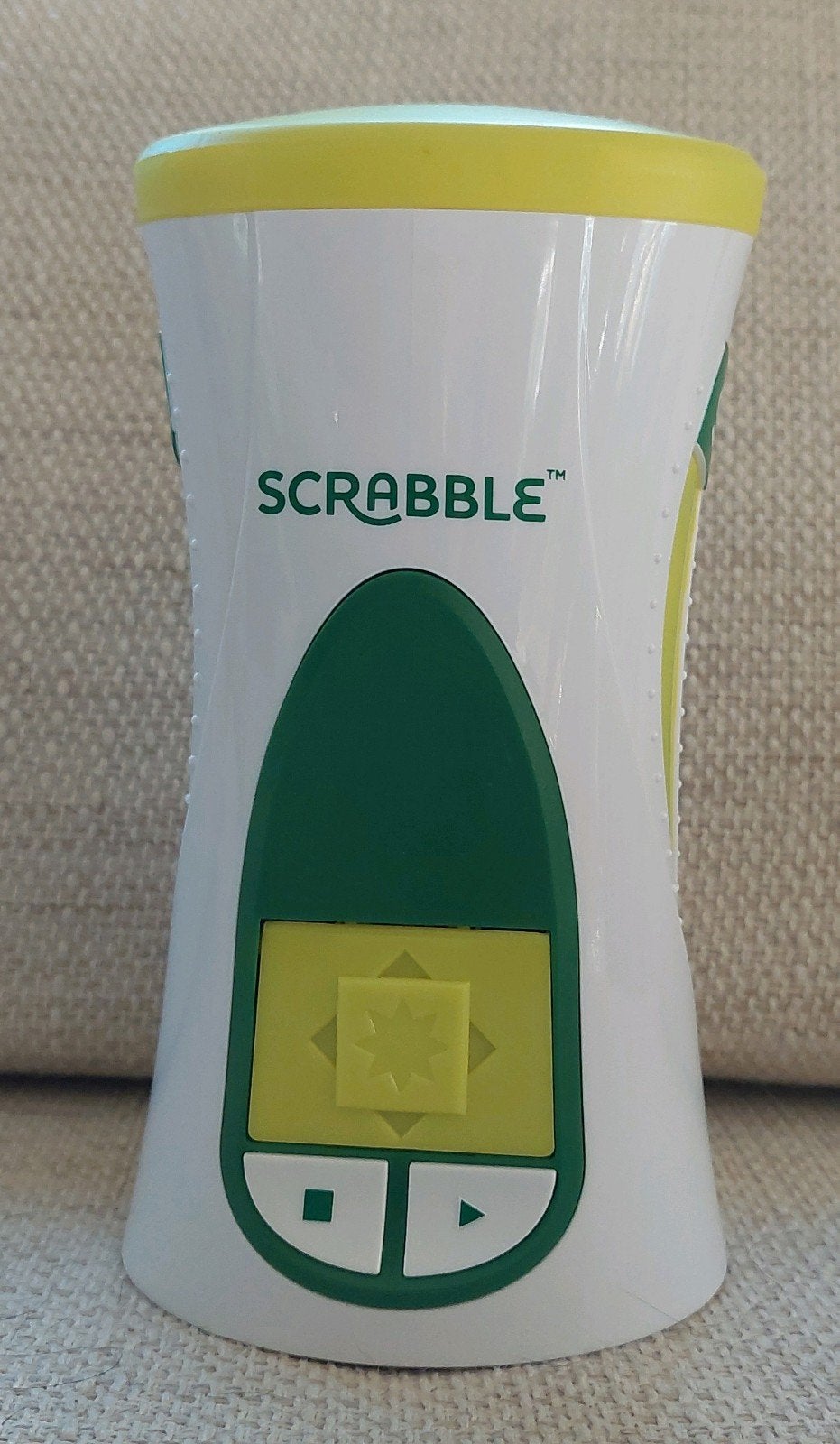 Scrabble reisspel met ingebouwde timer - compact en compleet, Mattel, Ophalen of Verzenden, Zo goed als nieuw, Drie of vier spelers