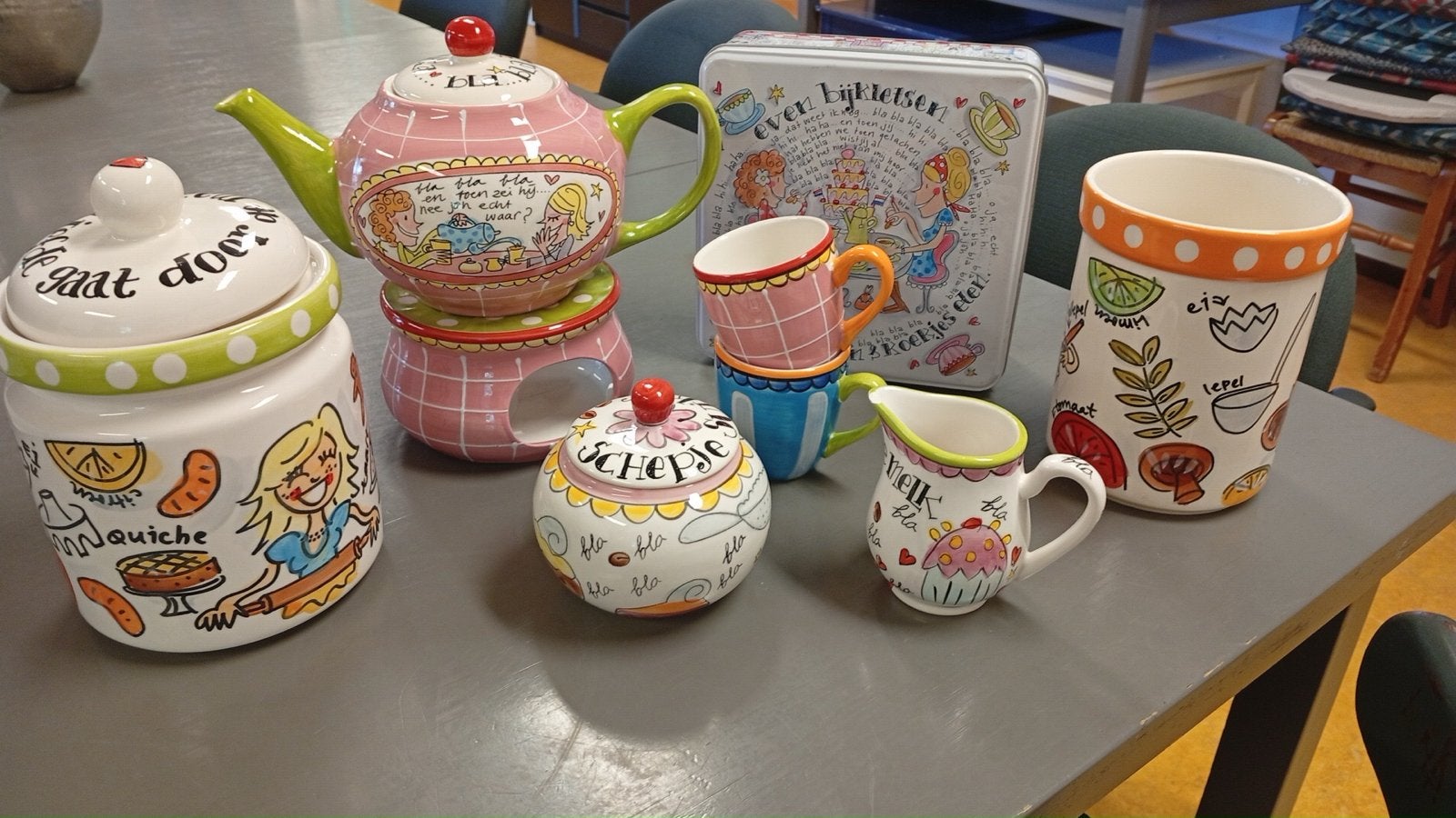 Blond Amsterdam Servies Set - Theepot, Mokken, Potten, Ophalen, Gebruikt, Aardewerk, Blond Amsterdam