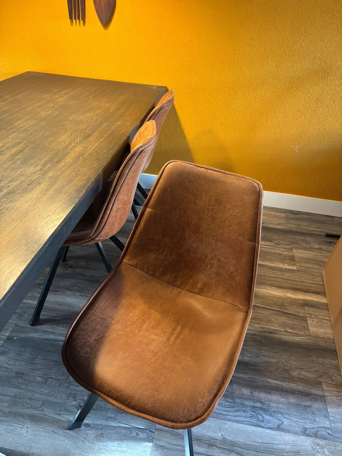 6 cognac kleurige kuipstoelen, Huis en Inrichting, Ophalen of Verzenden, Gebruikt