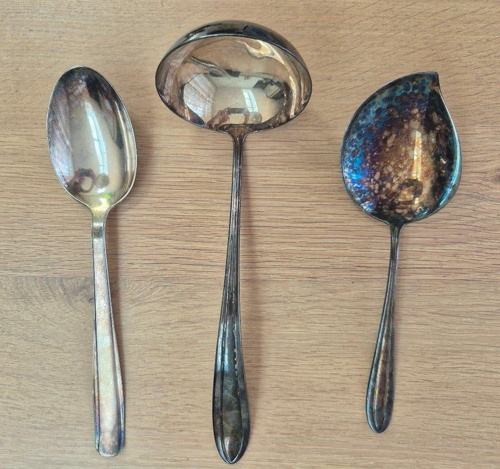 Verzilverde opscheplepels, Ophalen of Verzenden