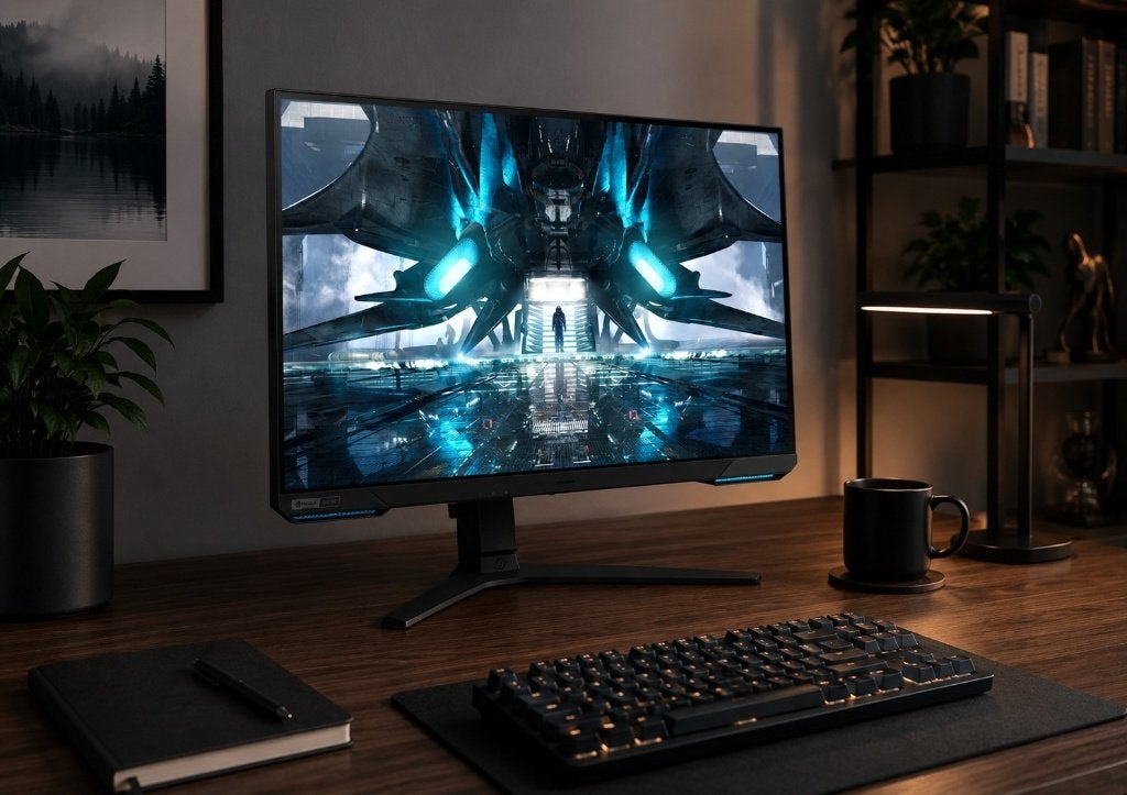 Monitor, Samsung Odyssey G70A - 4K monitor, IPS, Kantelbaar, 101 t/m 150 Hz, HDMI