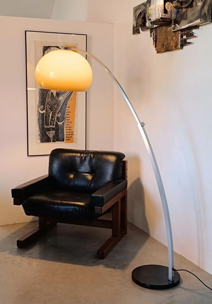 Space Age Booglamp / Vloerlamp Sölken Leuchten 1970's, Ophalen, Gebruikt, Metaal, 150 tot 200 cm