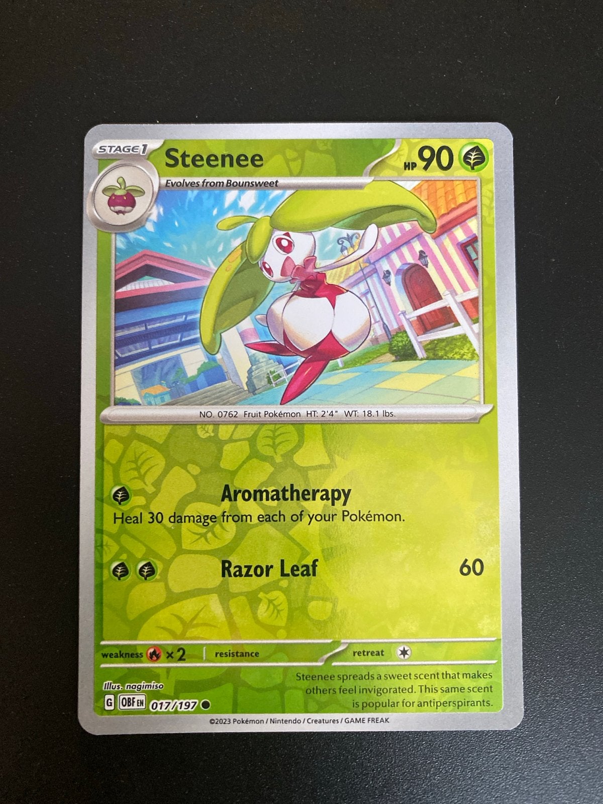 Steenee 017/197 Reverse Holo Obsidian Flames, Ophalen of Verzenden, Zo goed als nieuw, Losse kaart, Foil