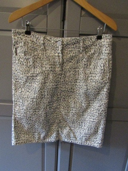 G954 Nickjean mt 38 rok grijs beige crème, Kleding | Dames, Maat 38/40 (M), Verzenden, Zo goed als nieuw, Knielengte