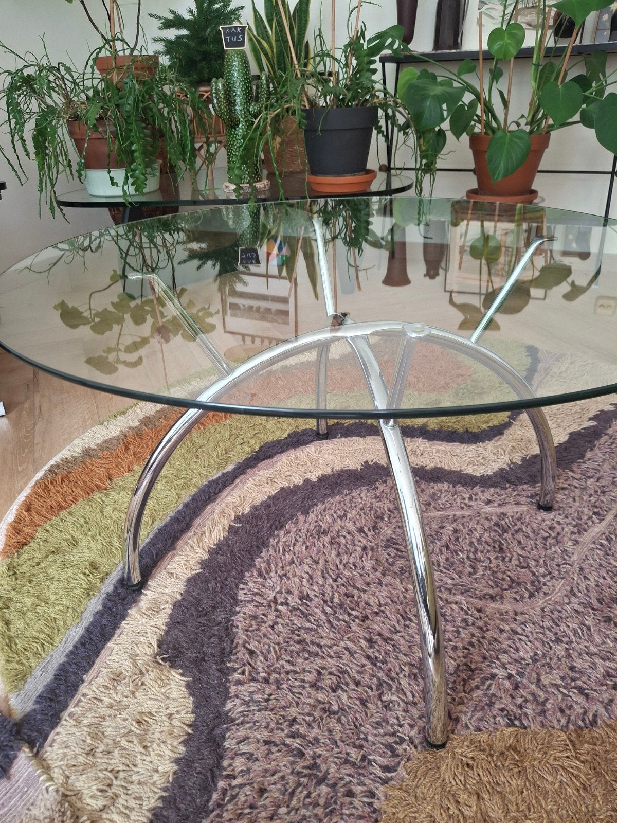Vintage Ikea salontafel (1990). Glas met chroom onderst, Huis en Inrichting, Tafels | Salontafels, Ophalen