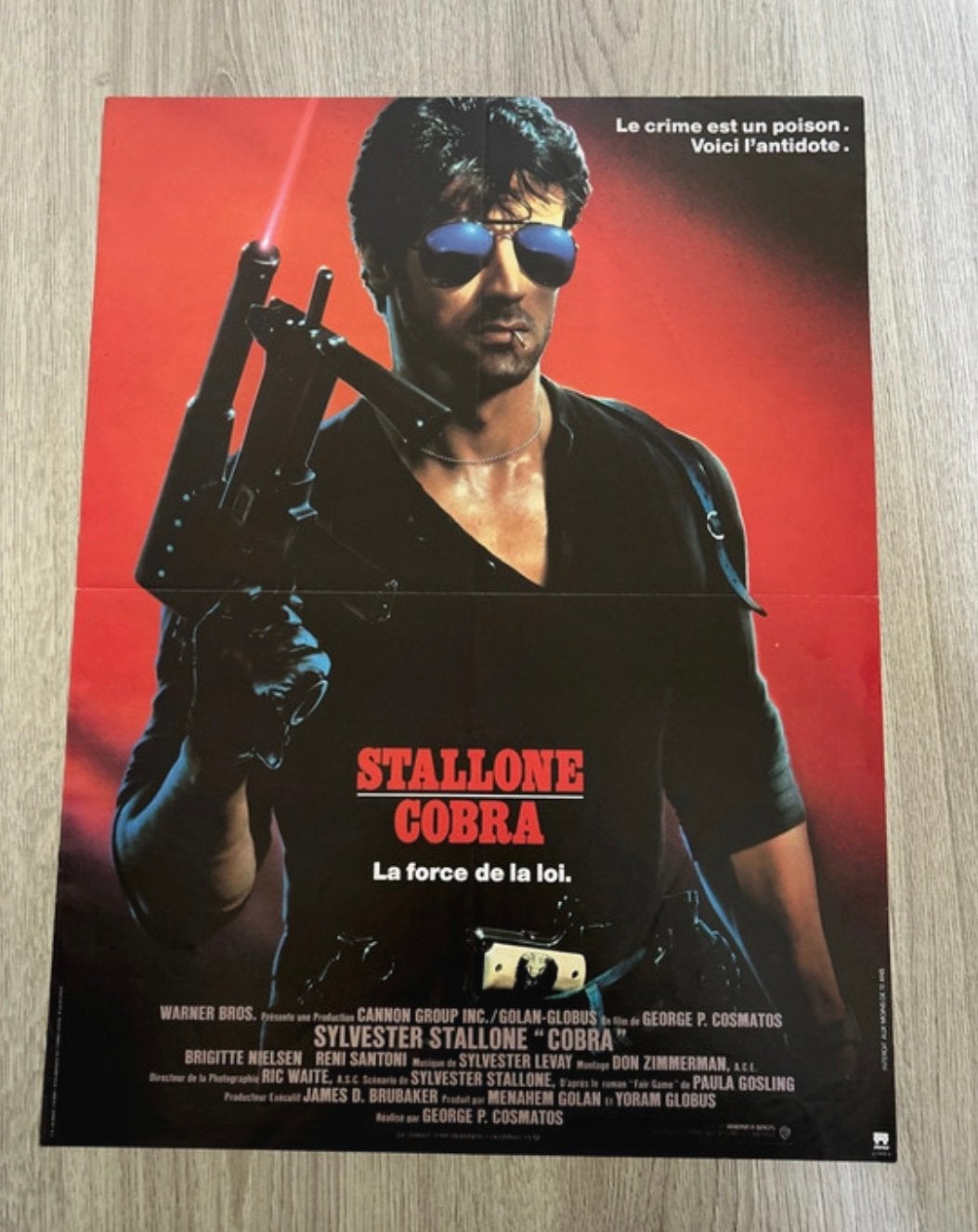 Franstalige film affiche Cobra uit 1986 - Sylvester Stallone, Ophalen of Verzenden, Zo goed als nieuw, A1 t/m A3, Film en Tv