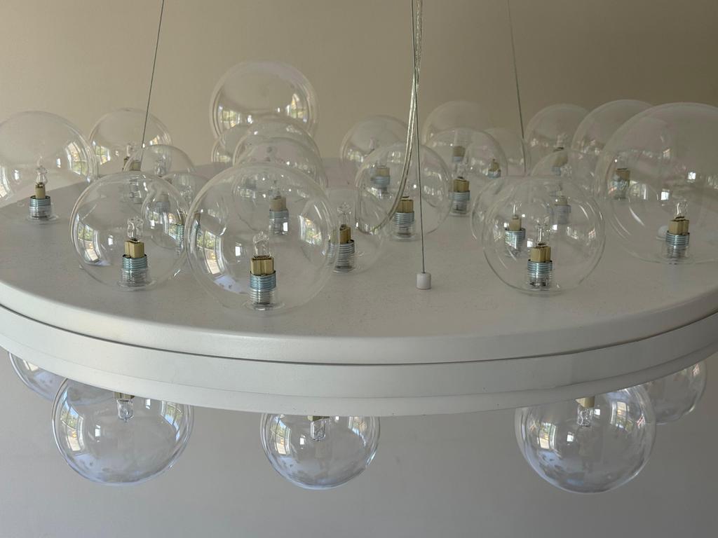 Hanglamp met glazen bollen, Ophalen, Zo goed als nieuw, Glas, Minder dan 50 cm