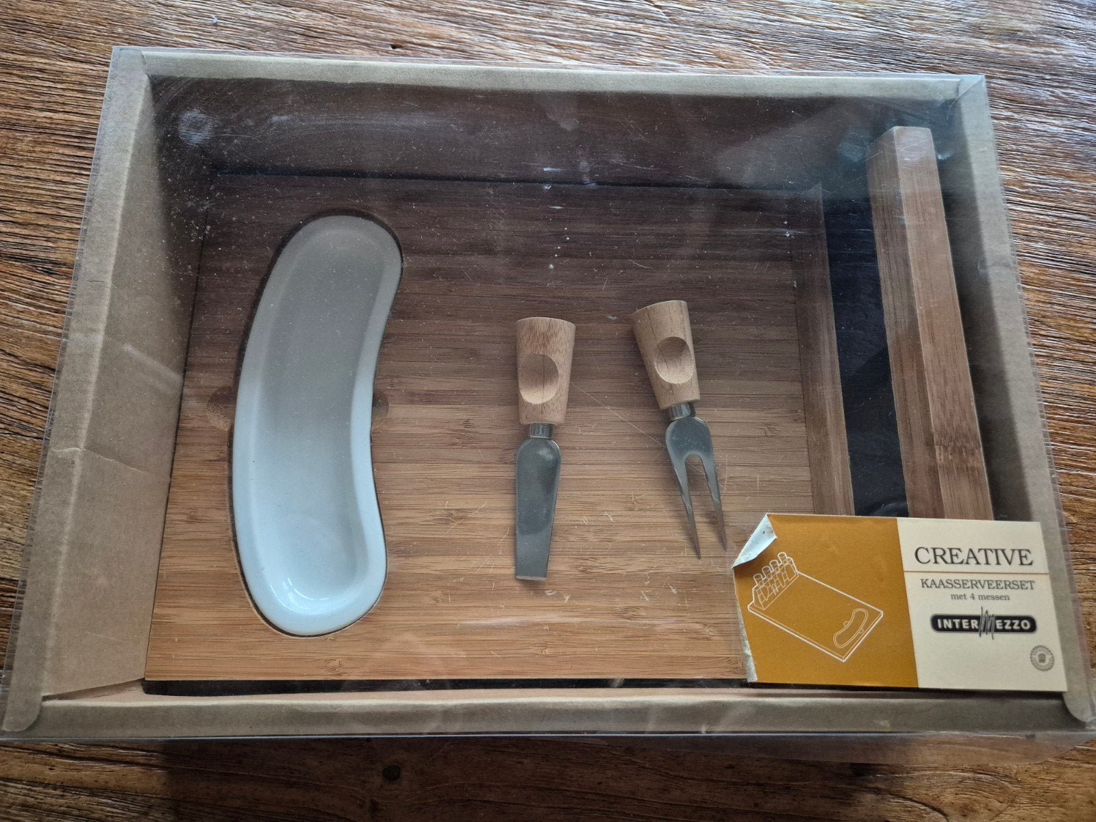 kaasserveerset, Gebruikt, Hout, Snij-/serveerplank, Ophalen of Verzenden