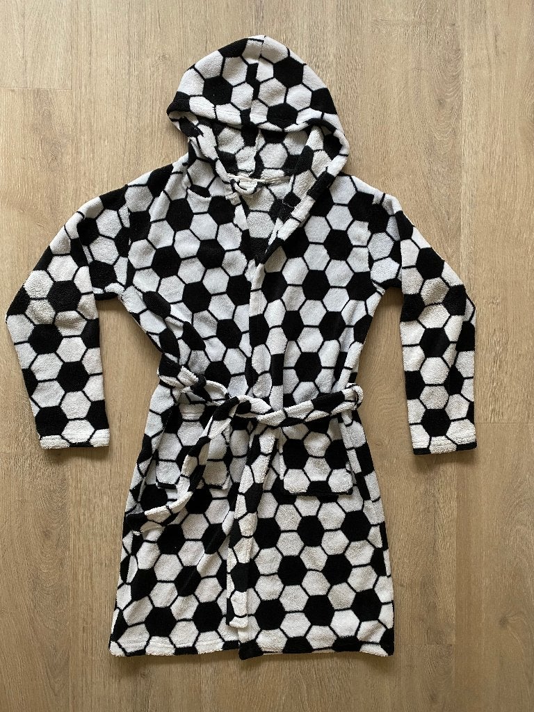 Voetbal Badjas Ochtendjas | teddy stof  | maat 164, Nacht- of Onderkleding, Gebruikt, Jongen of Meisje, Ophalen of Verzenden