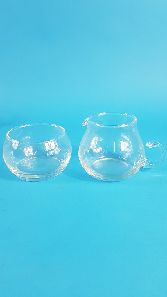 Arcoroc theeservies helder glas. Roomstel, 5 kop/schotel 6B8, Tweedehands verkoop, Tweedehands verkoop, Gebruikt, Ophalen of Verzenden