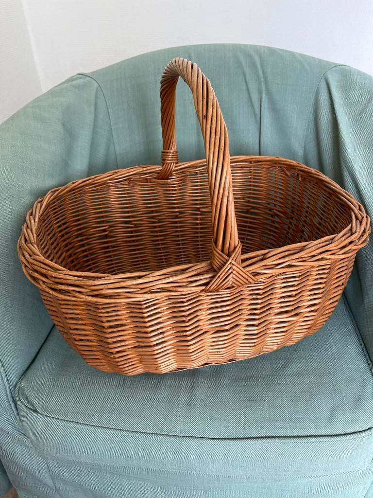 Pitriet mand met handvat, Huis en Inrichting, Woonaccessoires | Schalen en Manden, Gebruikt, Mand, Ophalen of Verzenden, Riet