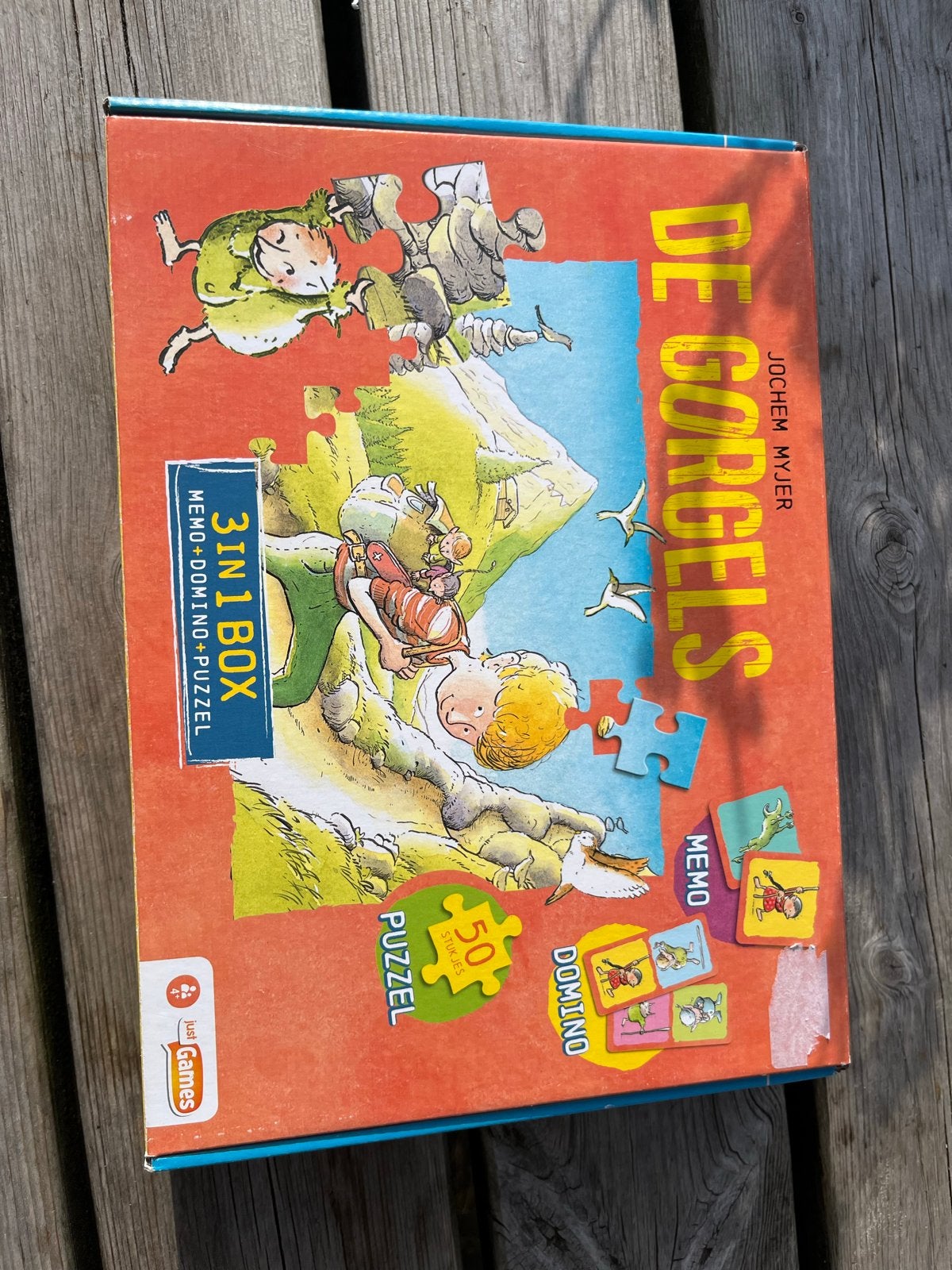 De Gorgels 3-in-1 Box: Memory, Domino & Puzzel (Jochem Myjer, Ophalen of Verzenden, 10 tot 50 stukjes, Gebruikt, 4 tot 6 jaar