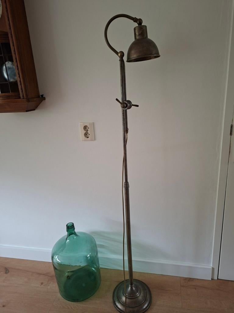 Vintage verstelbare industriele  lamp, Ophalen, Metaal, 150 tot 200 cm
