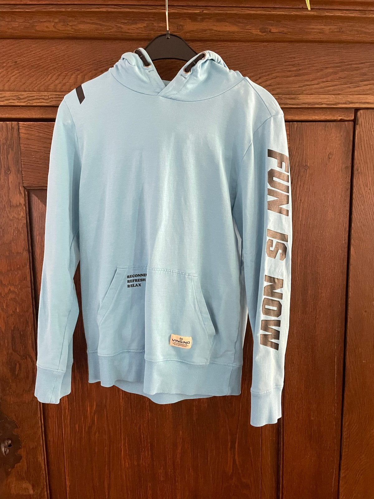 Vingino hoodie maat 164 - Lichtblauwe trui, Ophalen of Verzenden, Gebruikt, Jongen of Meisje, Trui of Vest