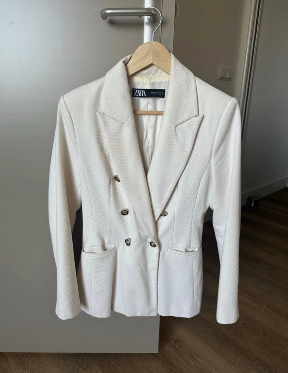 Blazer Zara dames S, Ophalen of Verzenden, Gedragen, Maat 36 (S), Wit