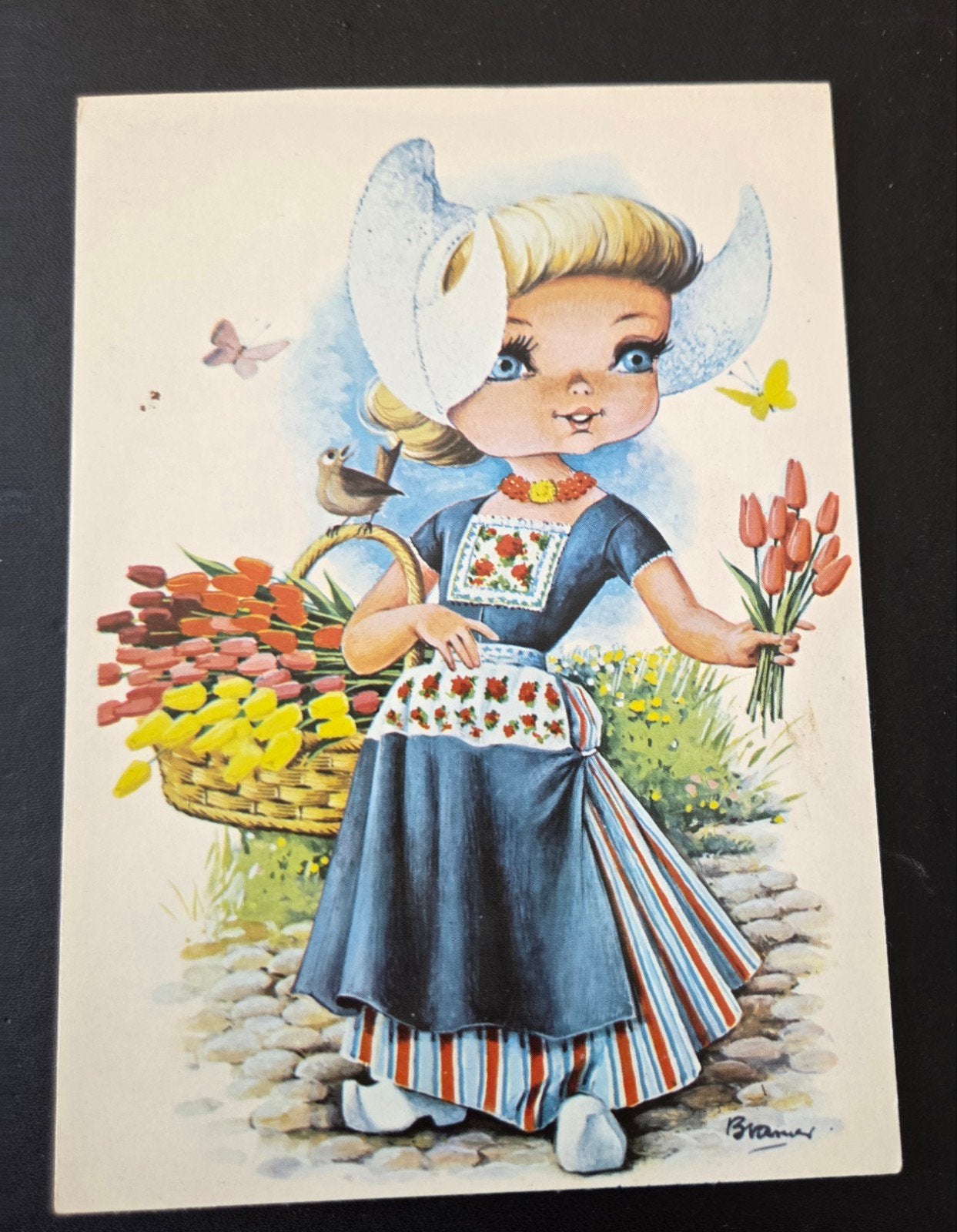 Hollands Meisje met Tulpen, Verzenden, 1960 tot 1980, Ongelopen, Klederdracht
