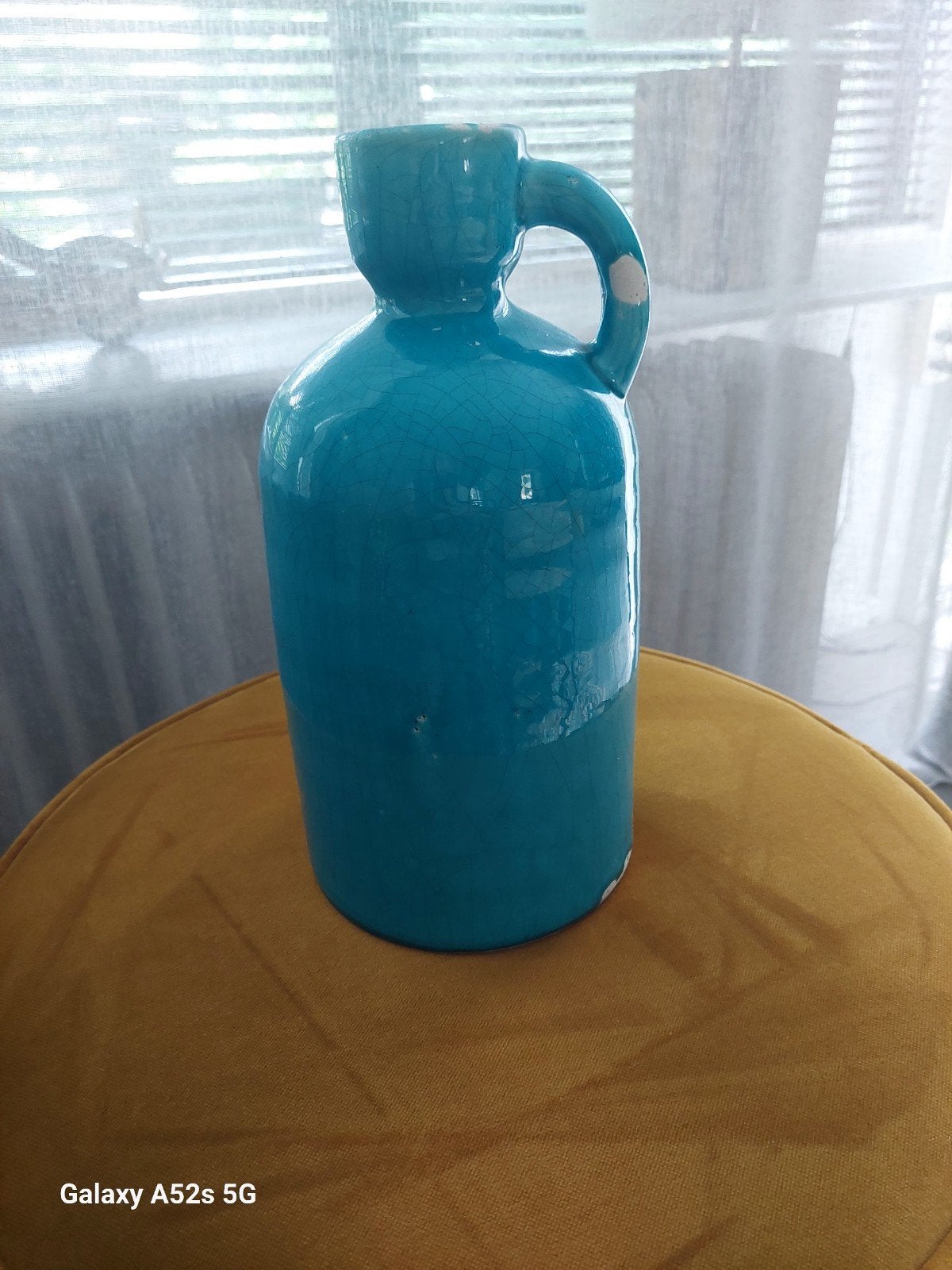 Turquoise Brynxz vaas/kan met craquelé effect, Antiek en Kunst, Ophalen