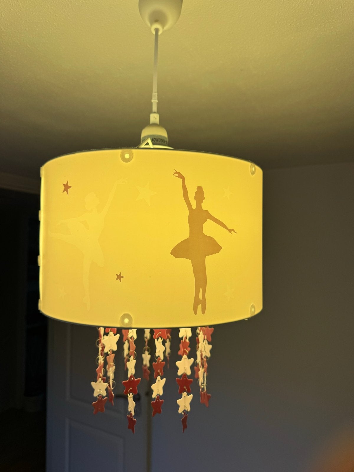 Kinderlamp ballerina met sterren - wit/roze, Ophalen of Verzenden, Gebruikt, Metaal, Wit