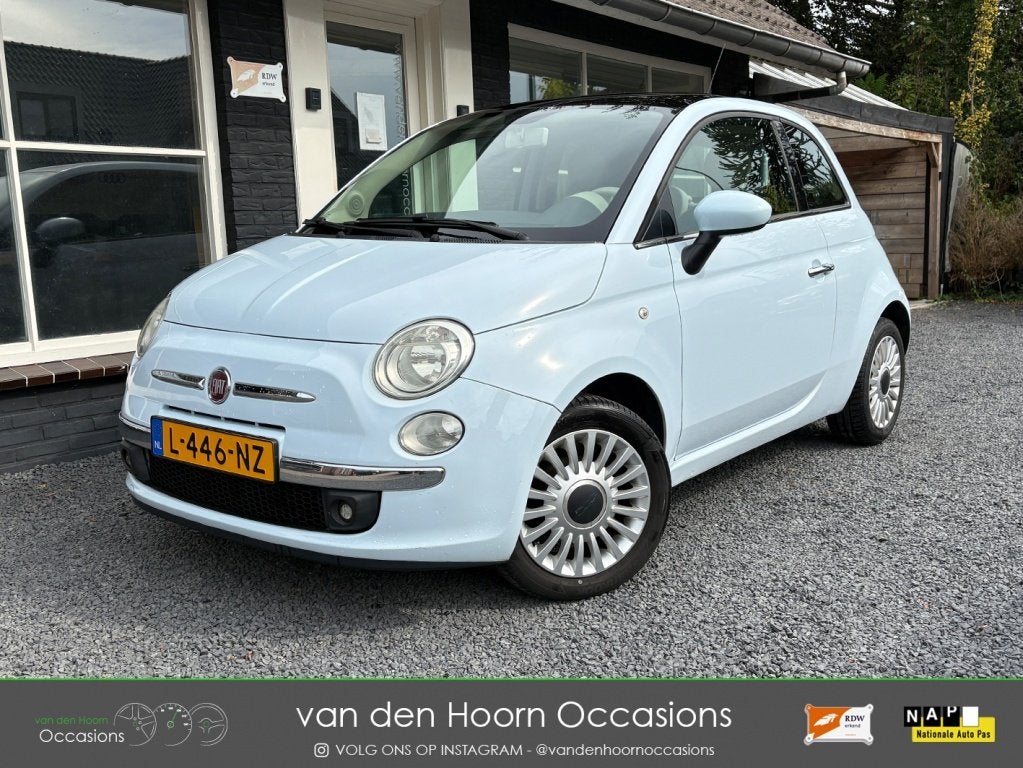 Fiat 500 1.2 PANODAK | CLIMA | APK JUNI'26 | NAP | BABYBLAUW, Multifunctioneel stuurwiel, Gebruikt, 1242 cc, 4 cilinders