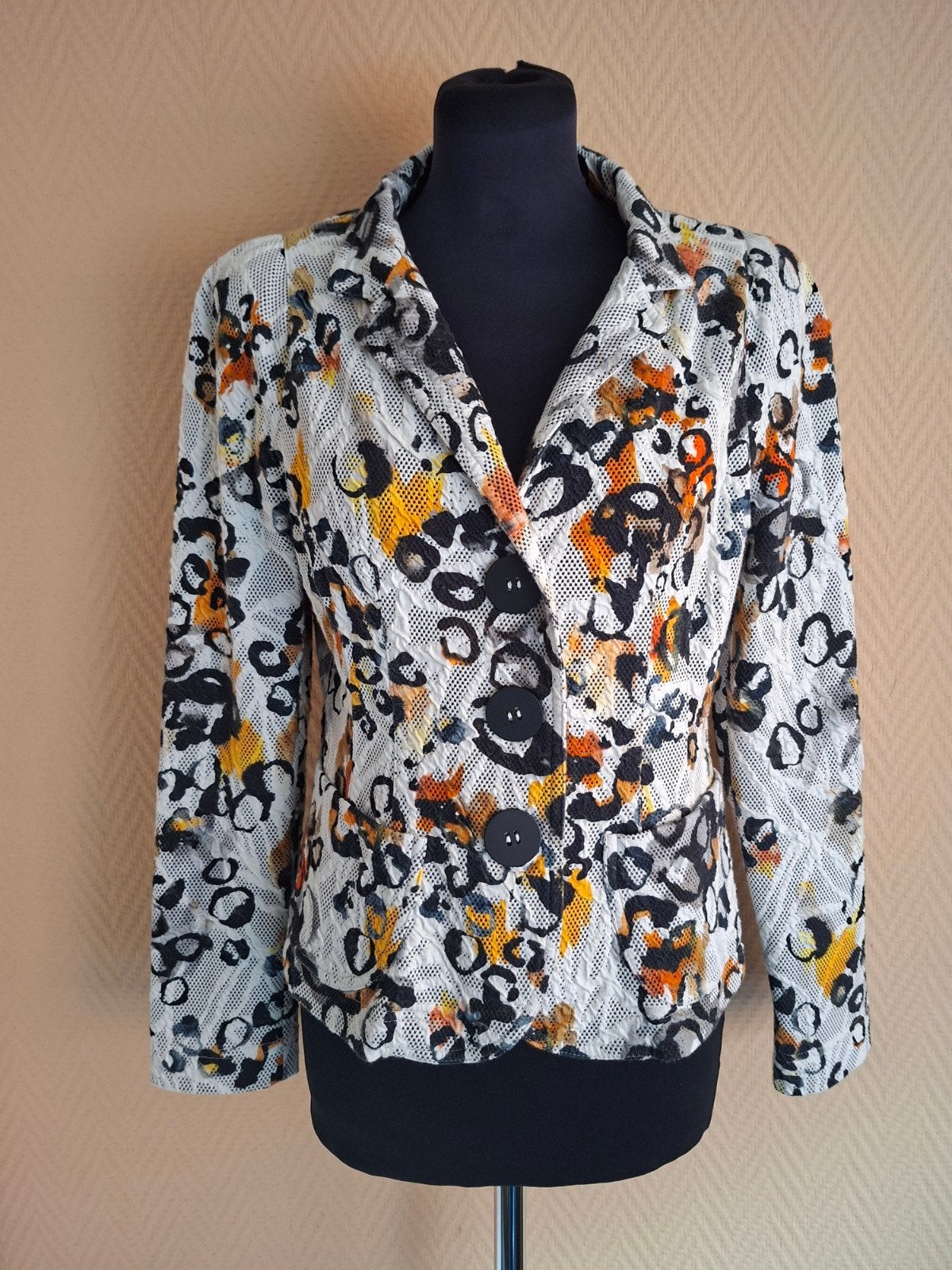 Prachtige Blazer van ML Collections - Maat 42, Meerkleurig, Maat 42/44 (L), Ophalen of Verzenden, Zo goed als nieuw