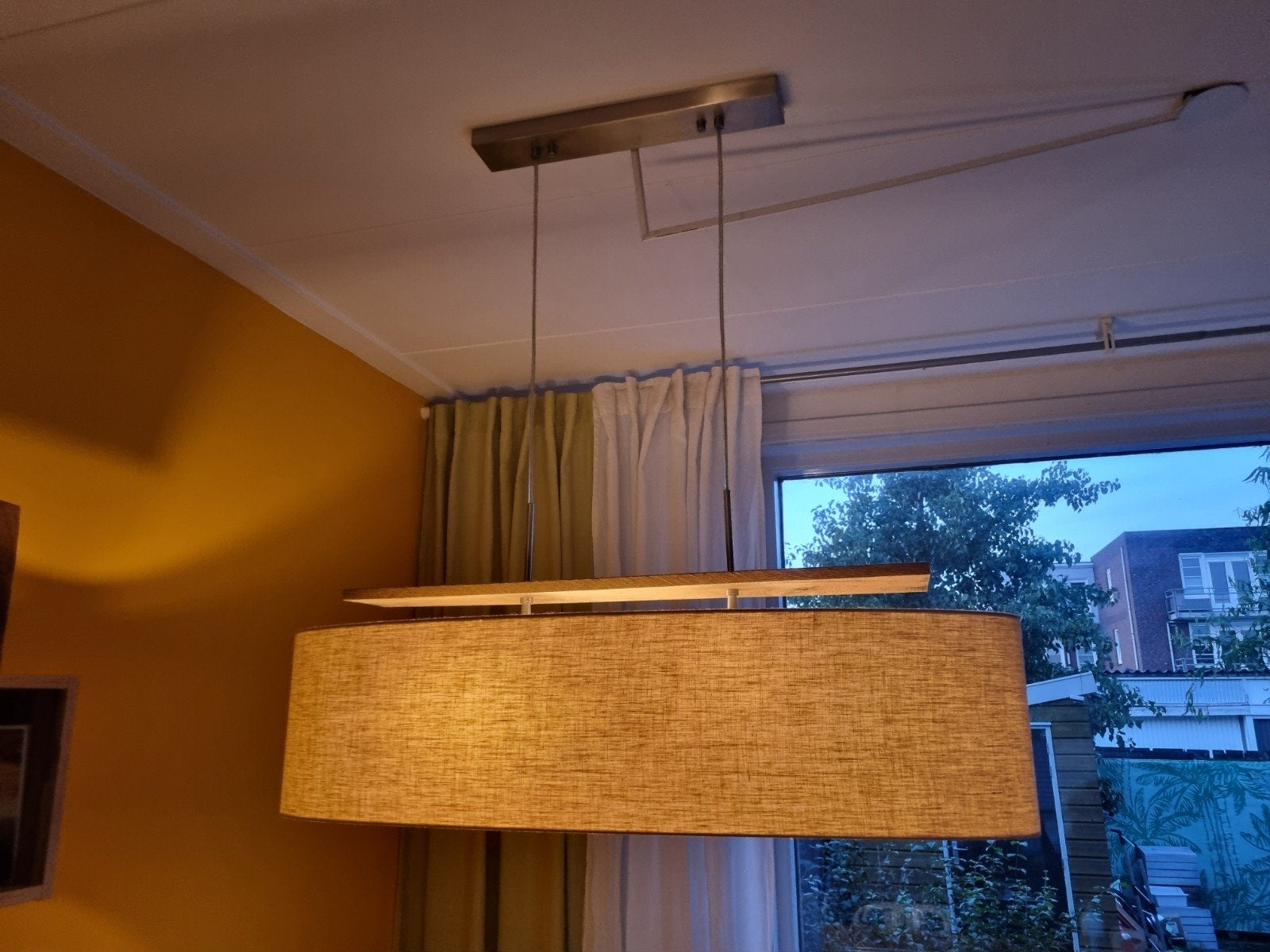 Mooie (eetkamer) lamp!, Ophalen, Gebruikt, Hout, E27 (groot)