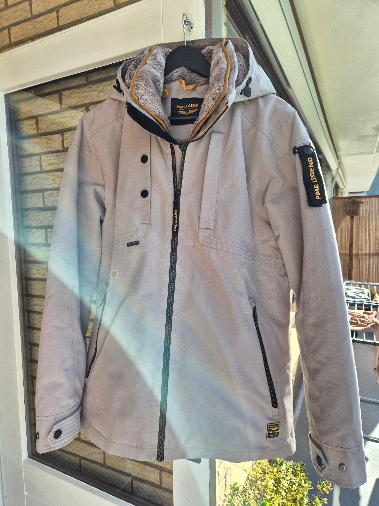 PME Legend Snowpack Parka winterjas, Kleding | Heren, Maat 52/54 (L), Beige, Ophalen of Verzenden, Zo goed als nieuw