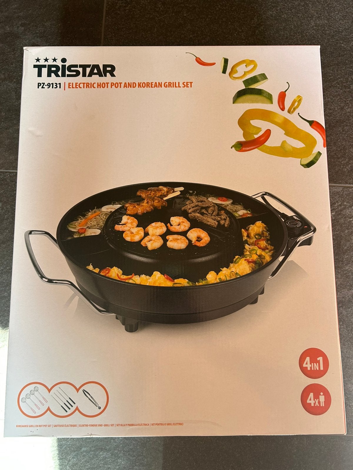 Tristar electric hot pot and korean grill set, Ophalen of Verzenden, Nieuw, 4 t/m 7 personen