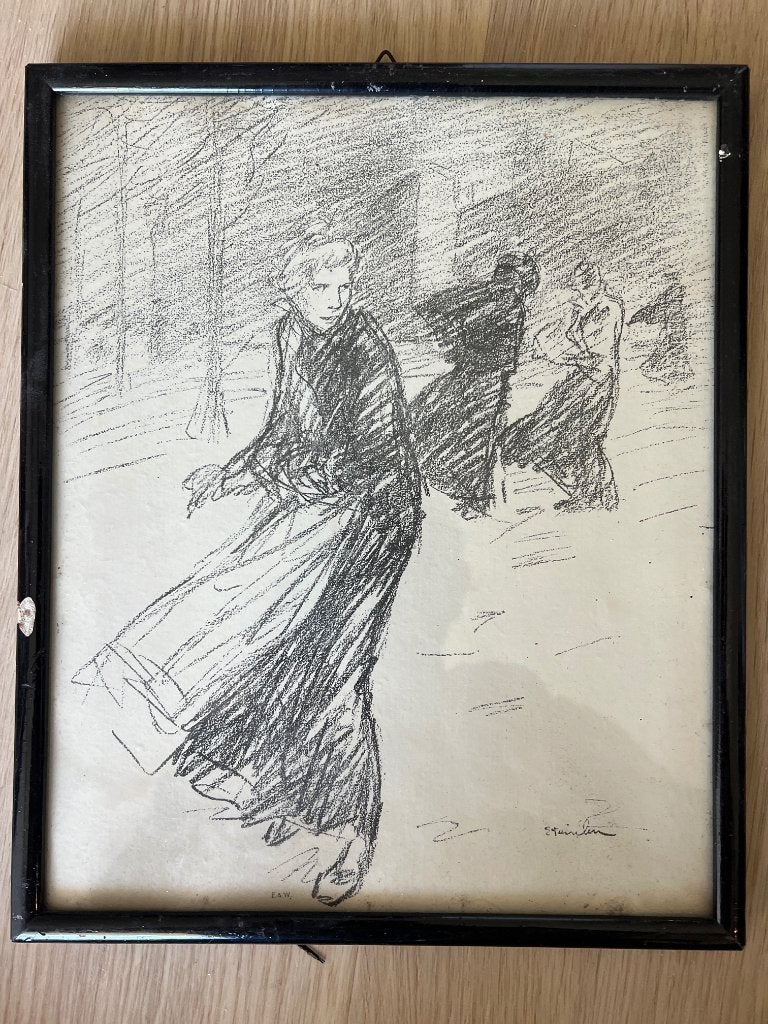 Tekening Theophile-Alexandre Steinlen voorbijganger, Ophalen of Verzenden