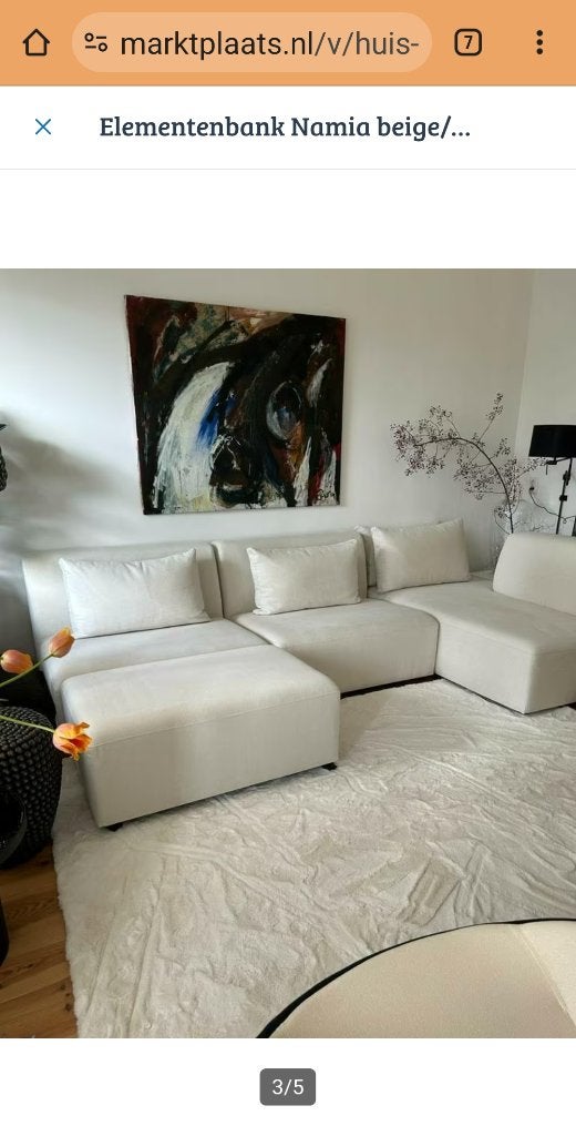Namia In House modulair bankstel roomwit, Ophalen, 250 tot 300 cm, Gebruikt, Hoekbank