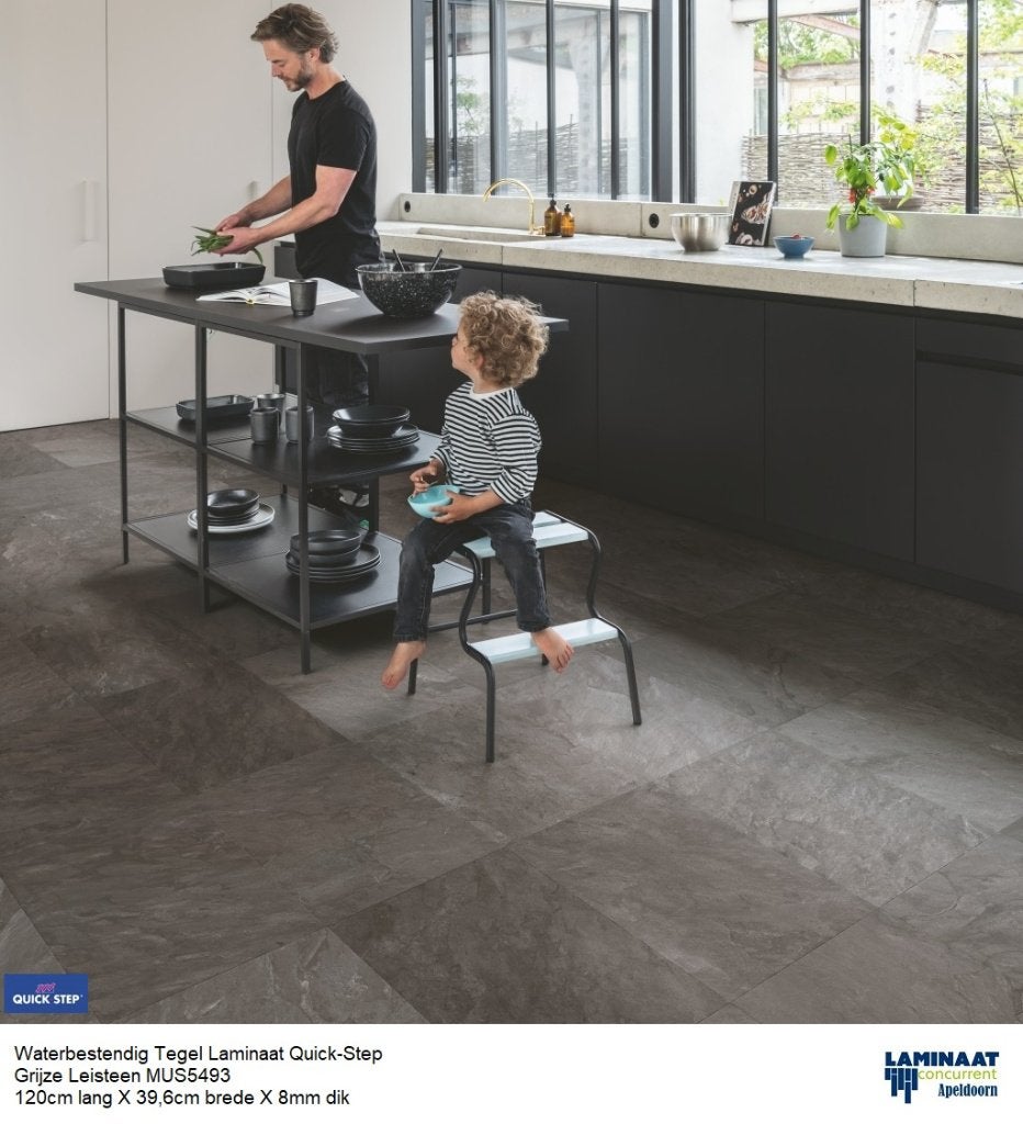 Waterbestendig Tegel Laminaat Grijze Leisteen 120cm X 40cm