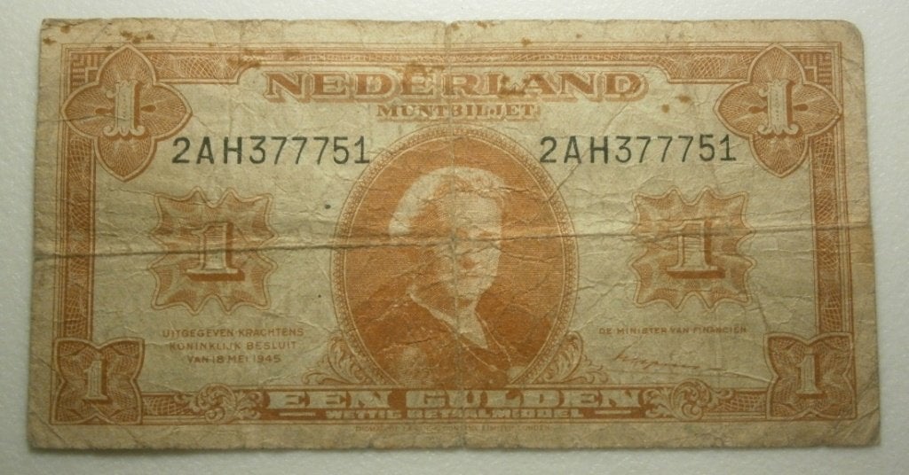 Nederland 1 gulden 18 mei 1945, Postzegels en Munten, Ophalen of Verzenden, 1 gulden, Los biljet